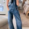 Women's Barrel-Leg Denim Bib Overalls