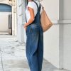 Women's Barrel-Leg Denim Bib Overalls